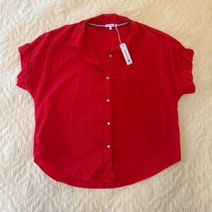 Sundry Red 100% Cotton Button Up Shirt - Made in USA! Size Large NWT